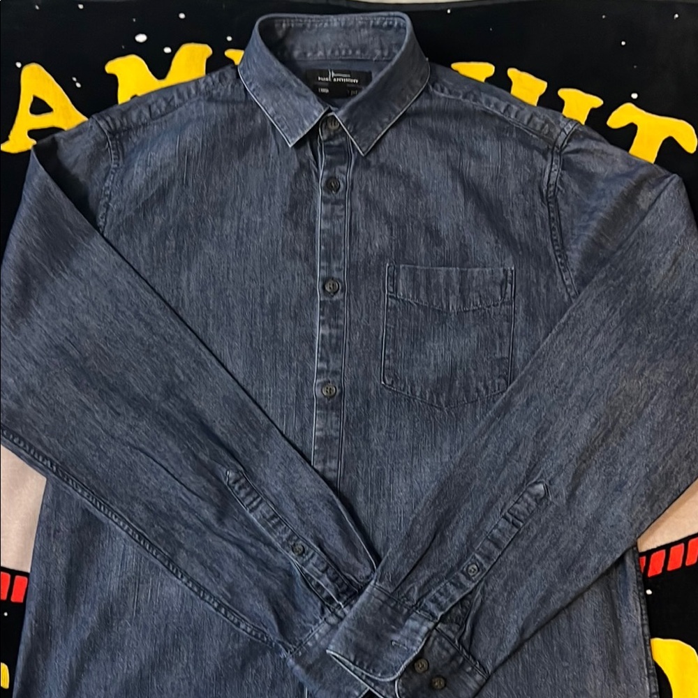 Marc Anthony Denim Blue Button-Down Shirt ( Pre-owned )
